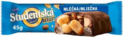 ORION Studentská pečeť Naruby Mléčná, tyčinka s arašídy, želé a rozinkami v mléčné čokoládě