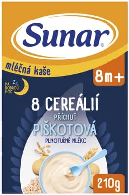 Sunar Mléčná kaše s 8 cereáliemi na dobrou noc piškotová