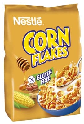 Nestlé Corn Flakes Med a Arašídy snídaňové cereální lupínky bezlepkové
