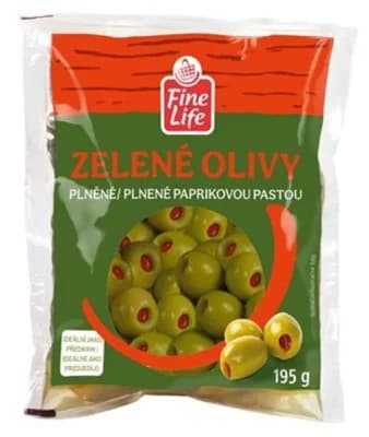 Fine Life Olivy zelené s paprikovou pastou