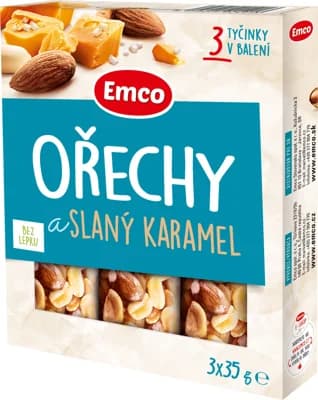 Emco Tyčinka ořechy a slaný karamel 3×35 g