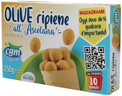 CGM Zelené olivy v těstíčku plněné masovou směsí se sýrem