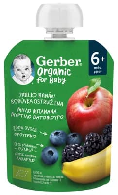 Gerber Organic BIO Kapsička jablko, banán, borůvka a ostružina