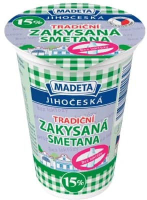 Madeta Jihočeská zakysaná smetana 15% bezlaktózová