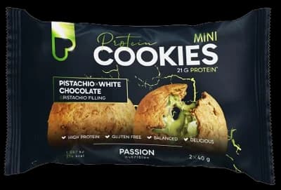Passion Nutrition Plněné proteinové pečené cookies s pistáciemi a bílou čokoládou