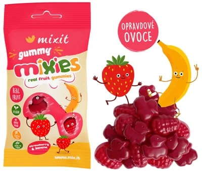 Mixit Gummy Mixies - Jahoda & banán - přírodní želé bonbóny