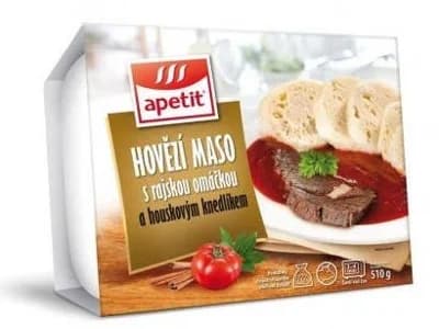 apetit Hovězí maso s rajskou omáčkou a houskovým knedlíkem