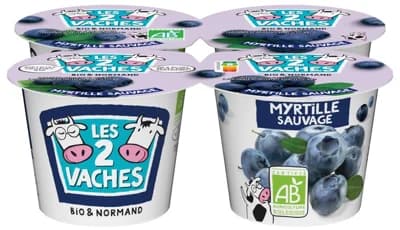 Les 2 Vaches BIO Jogurt borůvkový, 4x115g