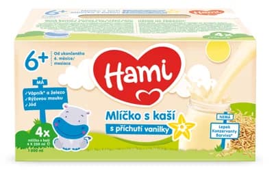 Hami Mlíčko s kaší s příchutí vanilky 4x250ml