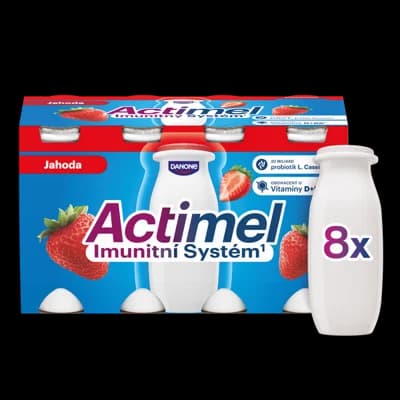 Actimel Probiotický jogurtový nápoj s vitamíny jahoda 8x100g