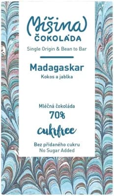 Míšina čokoláda CUKRFREE Mléčná čokoláda 70% s kokosem a jablky