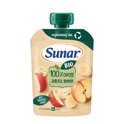 Sunar BIO Ovocná kapsička jablko a banán od 4. měsíce