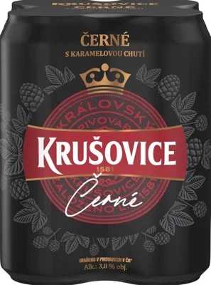 Krušovice Černé 4×0,5 l plech