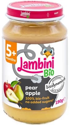 Lambini BIO Demeter příkrm hruška a jablko