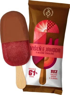 Benešovská továrna na zmrzlinu Nanuk višeň & jahoda v mléčné čokoládě