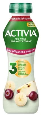 Activia Probiotický jogurtový nápoj jablko, třešeň a banán bez přidaného cukru