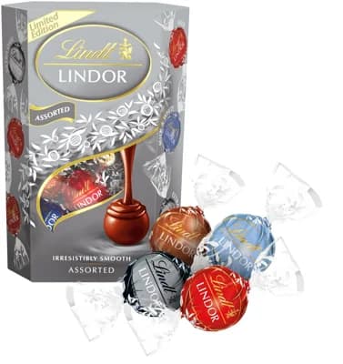 Lindt Bonboniéra LINDOR Limitovaná edice stříbrný mix čokoládových pralinek