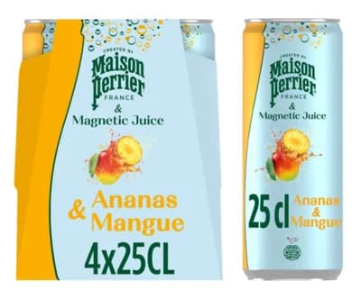 Perrier Perlivý džus s příchutí ananasu a manga,  4x250ml