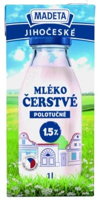 Madeta Jihočeské mléko čerstvé polotučné 1,5%