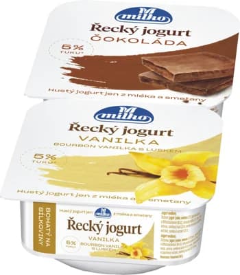 Milko Řecký jogurt vanilka a čokoláda 2×140 g