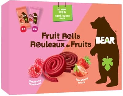 Bear Fruit Rolls jahoda a malina ovocné rolované plátky 9×20 g