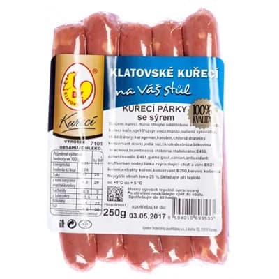 DZ KLATOVY Párky kuřecí se sýrem chlaz.