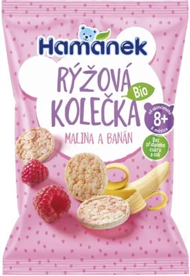 Hamánek BIO Rýžová kolečka malina a banán