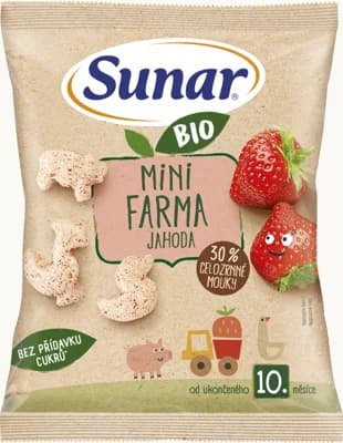 Sunar BIO Dětské křupky mini farma jahoda od 10. měsíce