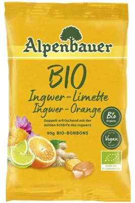 Alpenbauer BIO Přírodní bonbóny Zázvor, pomeranč a limetka