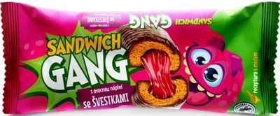 Sandwich Gang s ovocnou náplní se švestkami v tmavé polevě