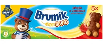 Opavia Brumík Duo Vanilková příchuť a jahoda jemné pečivo