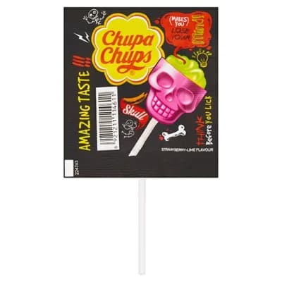 Chupa Chups Skull Lízátko 3D jahoda/ limetka 45 x