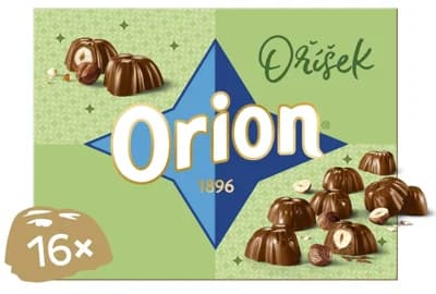 ORION Oříšek pralinky s celým lískovým oříškem v lískooříškové náplni a mléčné čokoládě