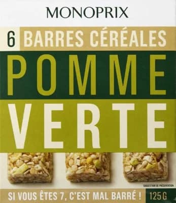 Monoprix Cereální tyčinky zelené jablko