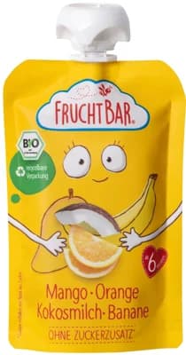 FruchtBar BIO Ovocná kapsička s banánem, pomerančem, mangem a kokosem
