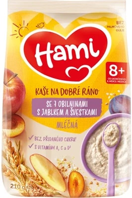 Hami Mléčná kaše se 7 obilninami s jablkem a švestkami