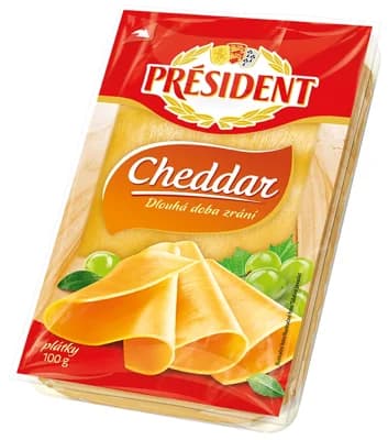 Président Cheddar plátkový sýr