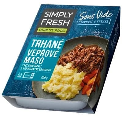 Simply Fresh Trhané vepřové maso s pečenou mrkví a šťouchanými brambory