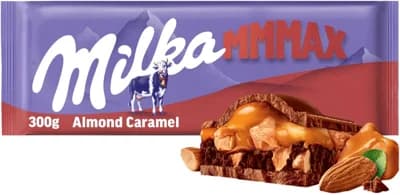 Milka čokoláda Mmmax Almond Caramel, mléčná s mandlemi