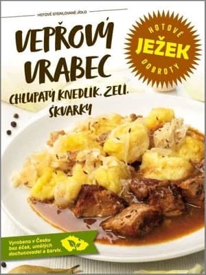 Ježkovy krabičky Vepřový vrabec, chlupatý knedlík, zelí, škvarky