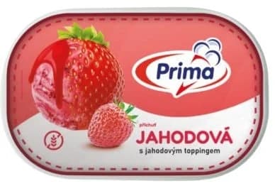 Prima Jahodová zmrzlina s jahodovým toppingem
