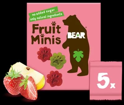 Bear Fruit Minis ovocné tlapky jahoda a jablko 5x20g