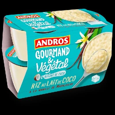 Andros Gourmand & Végétal Veganský rýžový dezert na základě kokosového nápoje 4x100g