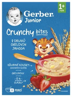 Gerber Junior Nemléčná kaše jahodová s křupavými kousky