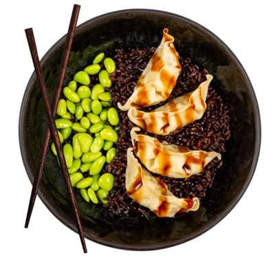 Sushitime Chicken gyoza black rice