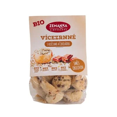 Zemanka Vícezrnné bio sušenky s vločkami a čokoládou