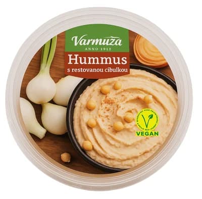 Varmuža Hummus se smaženou cibulkou