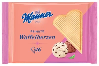 Manner Vaflové oplatky ve tvaru srdíček na zmrzlinu